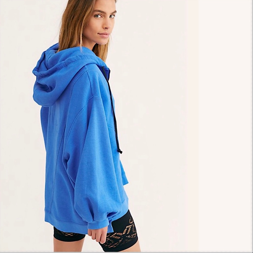 Free People High Road Pullover Sweatshirt Blue NWT - Picture 3 of 3